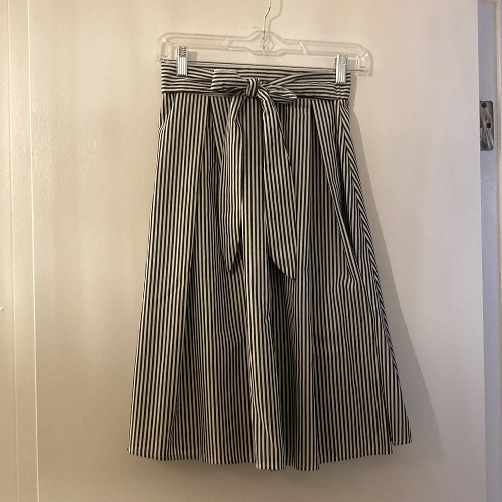 See You Monday black and white striped circle skater skirt
